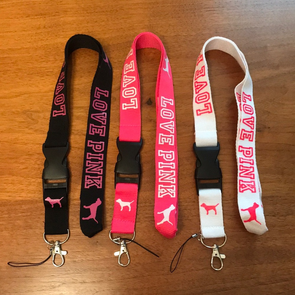 3x Love PINK Lanyards